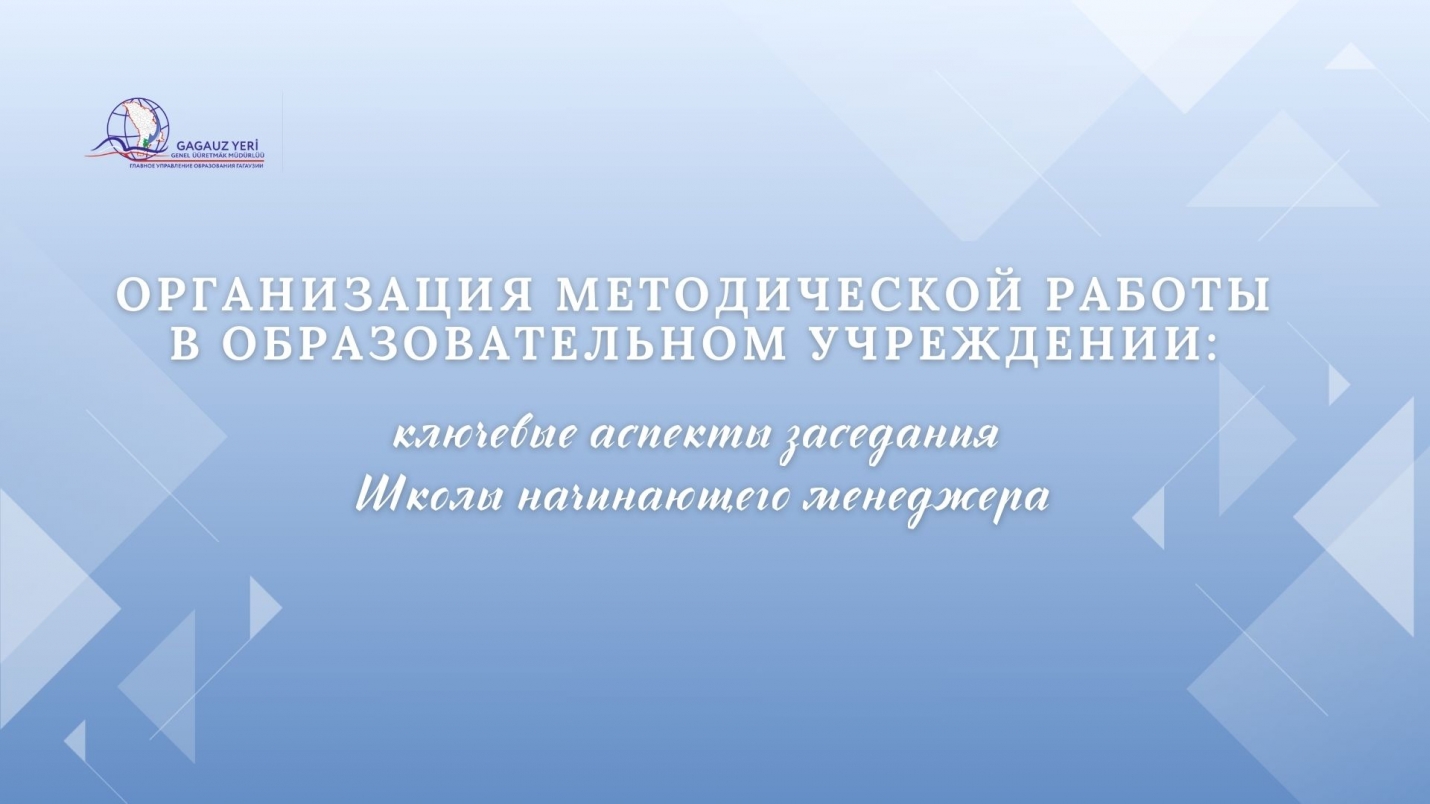 ОРГАНИЗАЦИЯ МЕТОДИЧЕСКОЙ РАБОТЫ В ОБРАЗОВАТЕЛЬНОМ УЧРЕЖДЕНИИ: ключевые аспекты заседания Школы начинающего менеджера