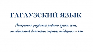 ГАГАУЗСКИЙ ЯЗЫК: программа развития родного языка есть, но обещанной властями страны поддержки - нет